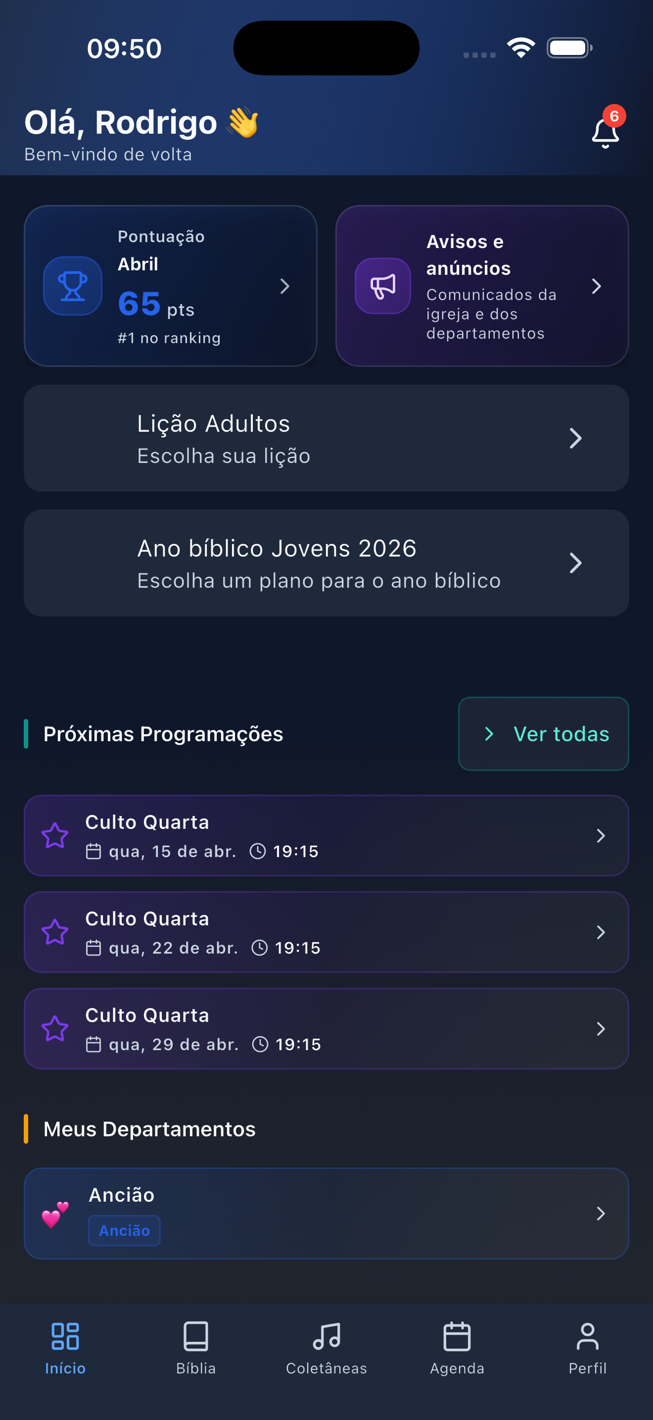 Captura do app Inter7 — interface escura